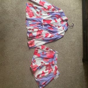 Floral shorts and jacket top set